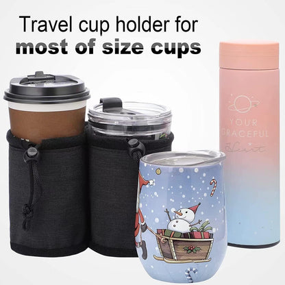 Luggage Cup Holder for Suitcases,Travel Must Haves,Free Hand Drinks Carrier Coffee Mugs Holder,Universal Luggage Accessories for Flight Attendants,Business Travelers Travel Essential - Black