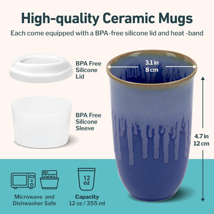 NOVA CERAMICS Coffee Tumbler – Travel Mug - On the Go Coffee Mug – Microwave & Dishwasher Safe Green Coffee Tumbler - Gifts For Women Men Him Her – 16oz – Monsoon