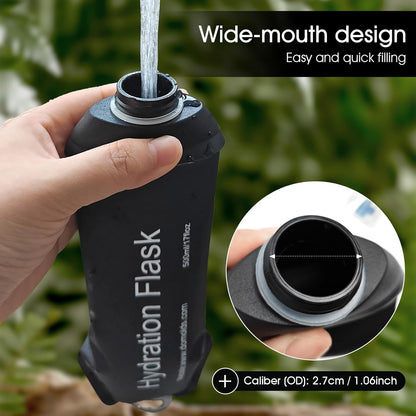 GYGYL Soft Flask, TPU Collapsible Soft Water Bottle for Hydration Pack, Running Vest, Leak-Proof Folding Water Bottle for Hiking Cycling Climbing Jogging-250ml Grey