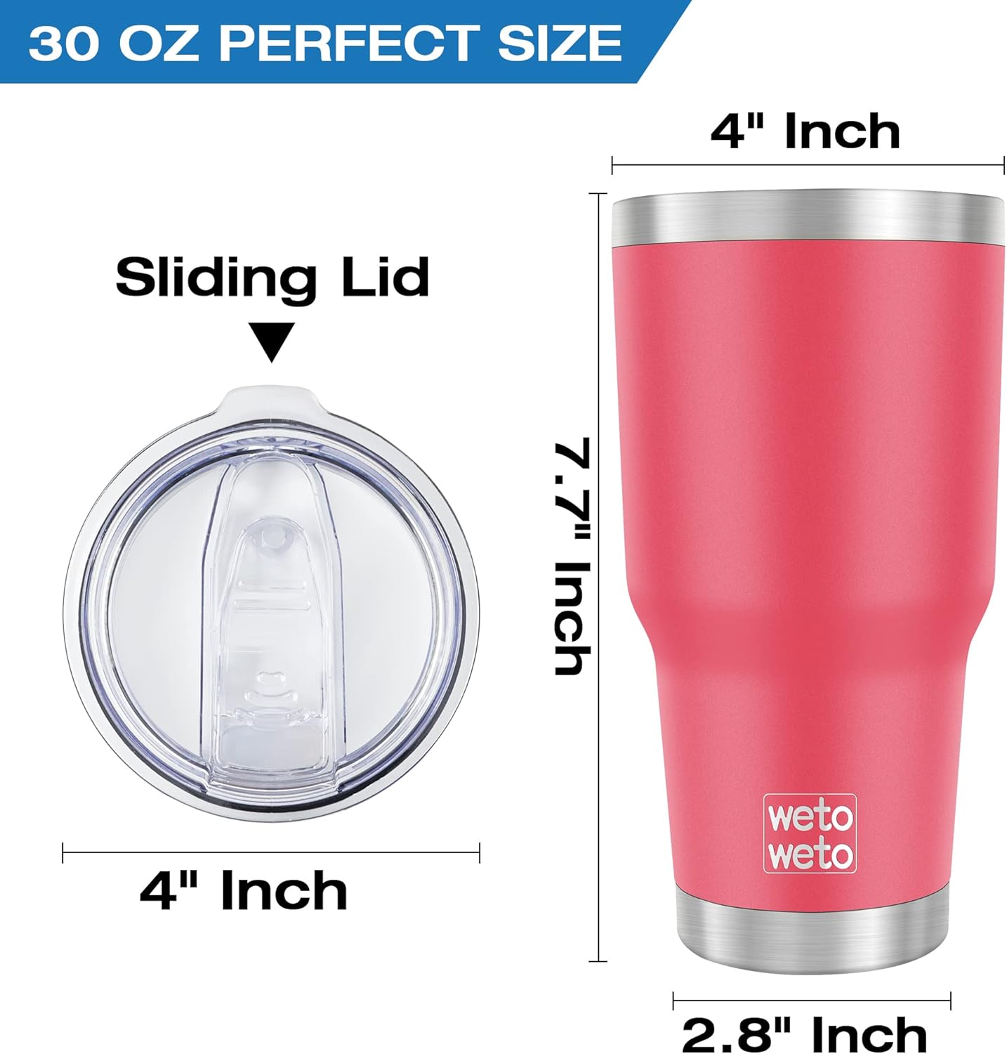 WETOWETO 30oz Tumbler with Lid, Stainless Steel Vacuum Insulated Water Coffee Tumbler, Double Wall Powder Coated Travel Mug Thermal Cup for Home Outdoor (Navy Blue, 1 Pack)
