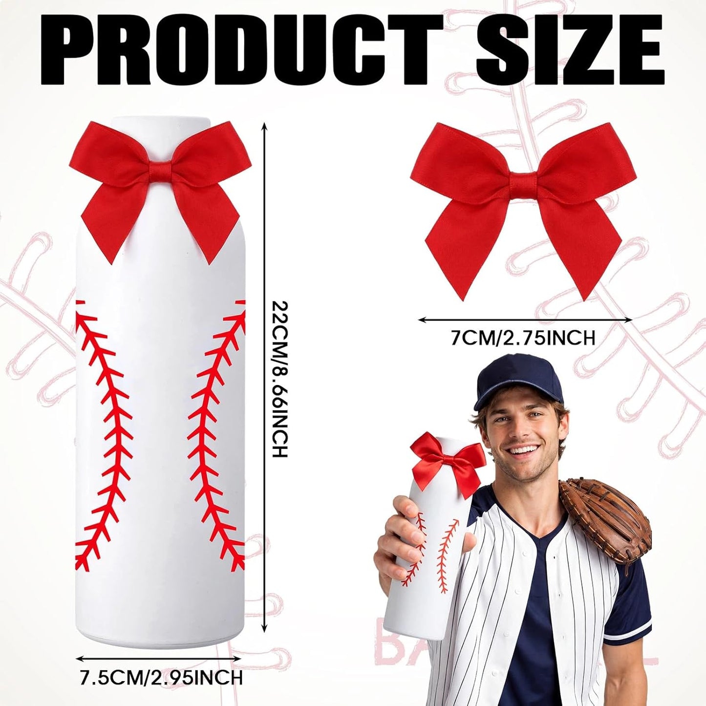 6 Pcs Softball Team Gifts Water Bottles Bulk 17 oz Softball Party Favors Decorations Stainless Steel Sports Tumblers with Bow Vacuum Insulated Reusable Leakproof Bottles for Birthday Father