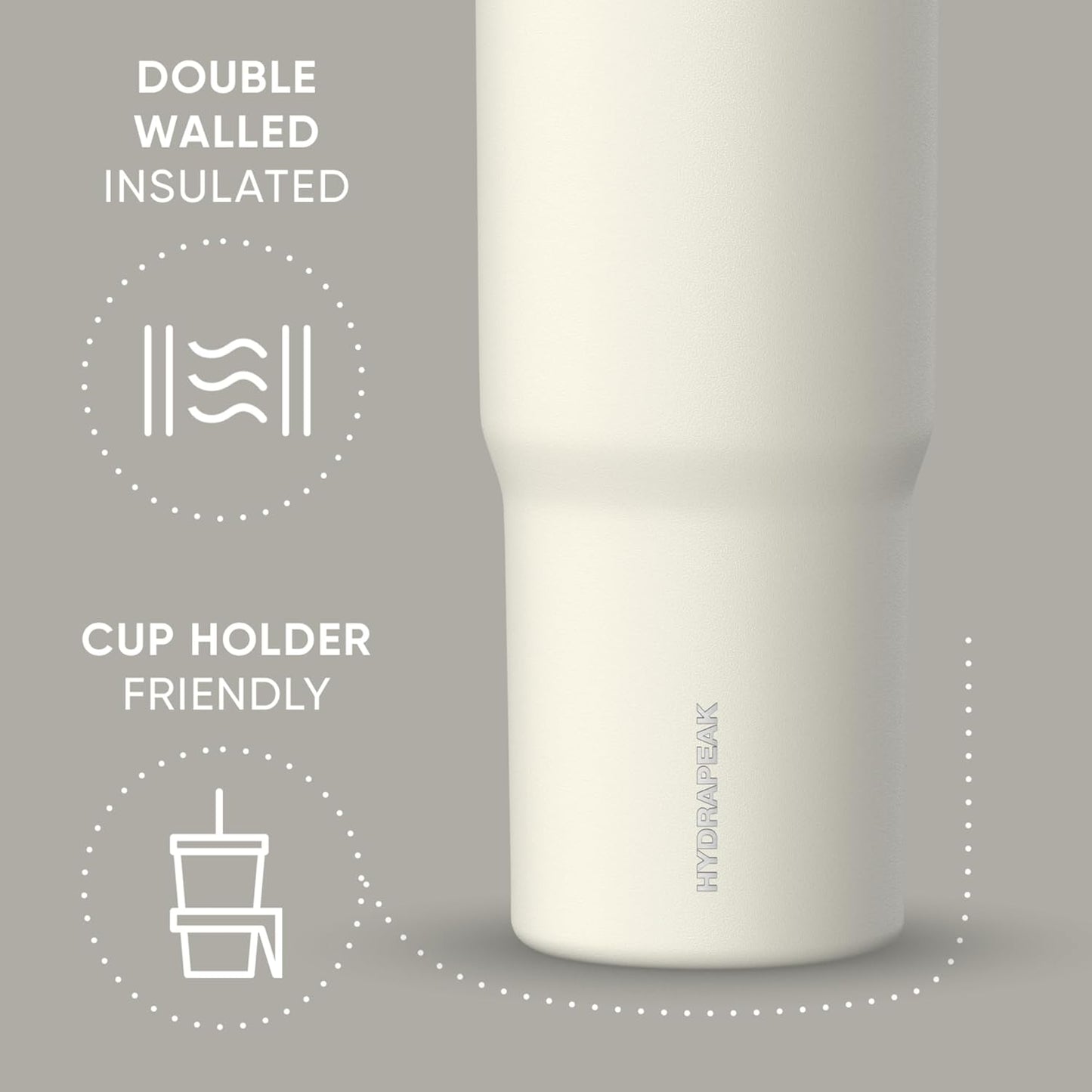 Hydrapeak Nomad 32oz Insulated Stainless Steel Travel Tumbler with Handle & Straw Lid, Leakproof, Cupholder Friendly, Keeps Drinks Cold 24 Hours, Reusable Bottle for Daily Hydration (Pale Sage)