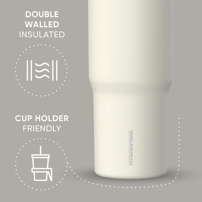 Hydrapeak Nomad 32oz Insulated Stainless Steel Travel Tumbler with Handle & Straw Lid, Leakproof, Cupholder Friendly, Keeps Drinks Cold 24 Hours, Reusable Bottle for Daily Hydration (Pale Sage)