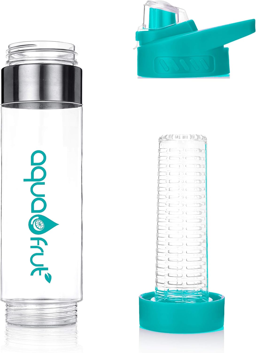 NEW AquaFrut Bottom Loading Fruit Infuser Water Bottle - BPA Free Tritan Plastic - Leak Proof - 24 OZ - Infusion Recipe eBook (Purple)