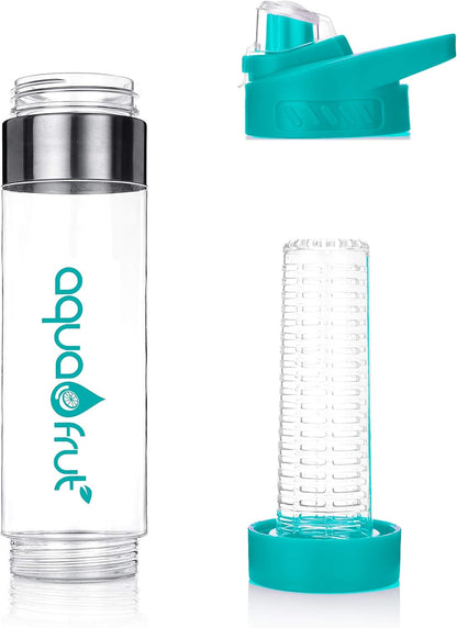 NEW AquaFrut Bottom Loading Fruit Infuser Water Bottle - BPA Free Tritan Plastic - Leak Proof - 24 OZ - Infusion Recipe eBook (Purple)