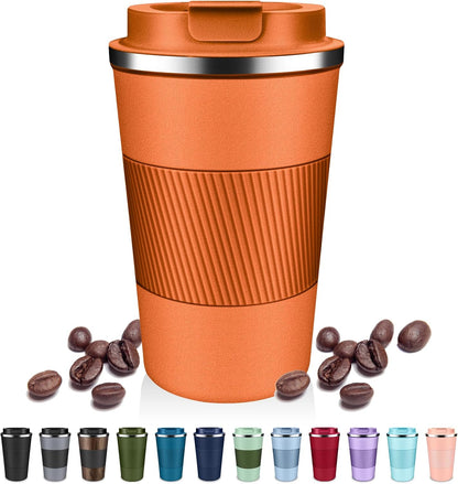 DUBUXW Insulated Coffee Tumblers with Flip Lid 12oz / 17oz, Stainless Steel Travel Coffee Mug Leak Proof, Vacuum Insulated Coffee Mug Reusable Cup, Keeps Cold and Hot for Coffee Tea