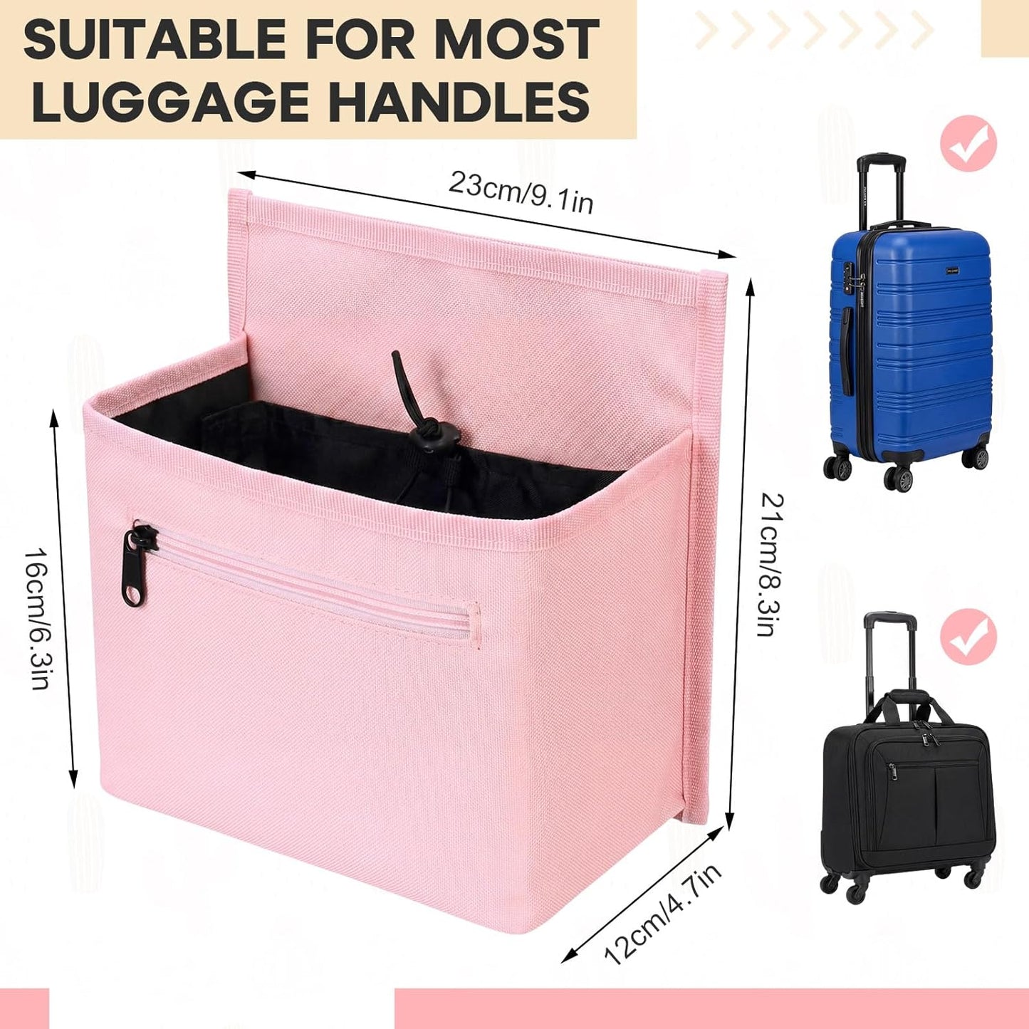 Tallew Luggage Travel Cup Holder Bag for Women, Suitcase Holds 2 Cups Hands-free Drink Organizer Attachment for Luggage, TravelGift for Female Travelers Flight Attendants(Pink)