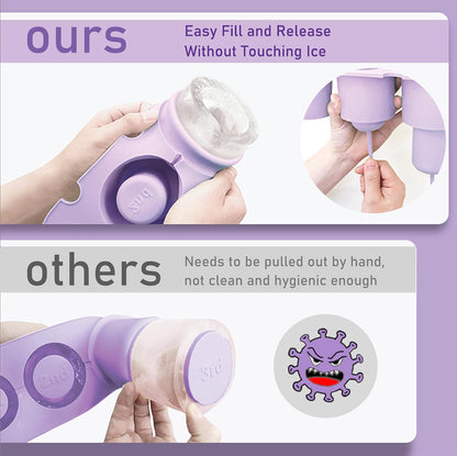 Ice Mold for Stanley Cup 30/40 Oz - Easy Fill and Release Without Touching Ice, Silicone Ice Cube Tray with Clear Lid and Bin for Freezer, Whiskey, Cocktail (Blue)