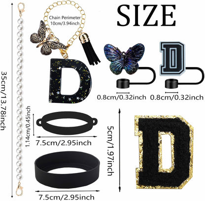 7pcs Cup Accessories for Stanley 30/40oz Tumbler, Handle Strap, Straw Cover, Silicone Boot, Letter Charm Stickers