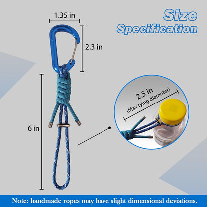 Paracord Keychain - Triangle/D-Shaped Carabiner Clip with Lanyard for Hanging Water Bottle, Key, Backpacks and More