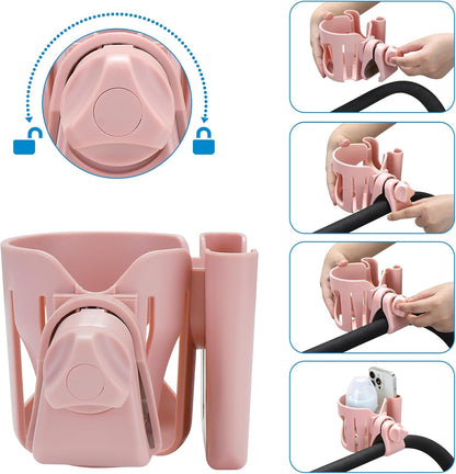 Accmor Stroller Cup Holder, Universal Cup Holder for Walker Wheelchair Bike, 360° Rotatable Stroller Cup Holder Attachment Accessories for Walker, Wheelchair, Scooter