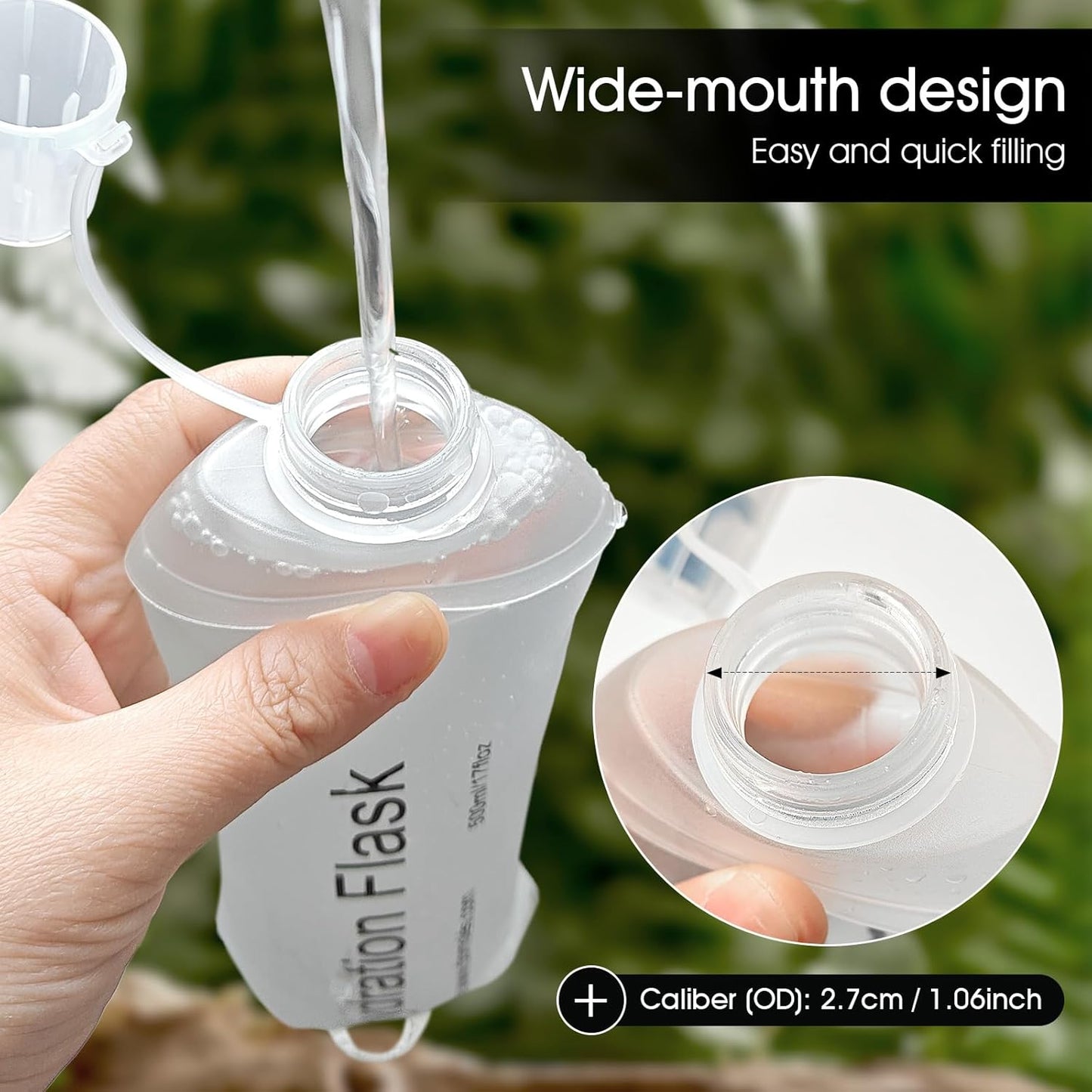GYGYL Soft Flask, TPU Collapsible Soft Water Bottle for Hydration Pack, Running Vest, Leak-Proof Folding Water Bottle for Hiking Cycling Climbing Jogging-250ml Grey