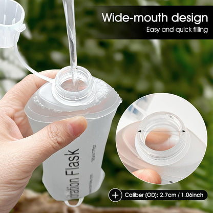 GYGYL Soft Flask, TPU Collapsible Soft Water Bottle for Hydration Pack, Running Vest, Leak-Proof Folding Water Bottle for Hiking Cycling Climbing Jogging-250ml Grey