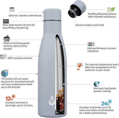 BJPKPK Insulated Water Bottle 12oz Small Stainless Steel Water Bottles Reusable Metal Thermal Keep Cold and Hot,Dreamy Purple - Colors B