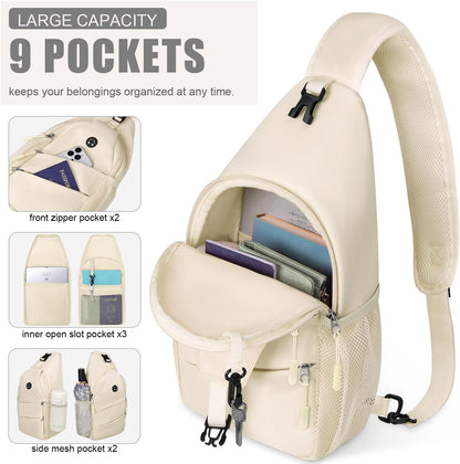 Pritent Crossbody Bags for Women Men Trendy Sling Bag Backpack Casual Chest Bag with Convertible Shoulder Strap