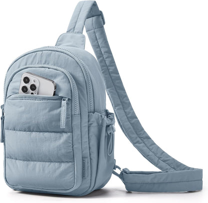 BAGSMART Small Sling Bag for Women, Puffer Crossbody Bag Purses Hobo Handbag Fanny Packs for Travel Hiking