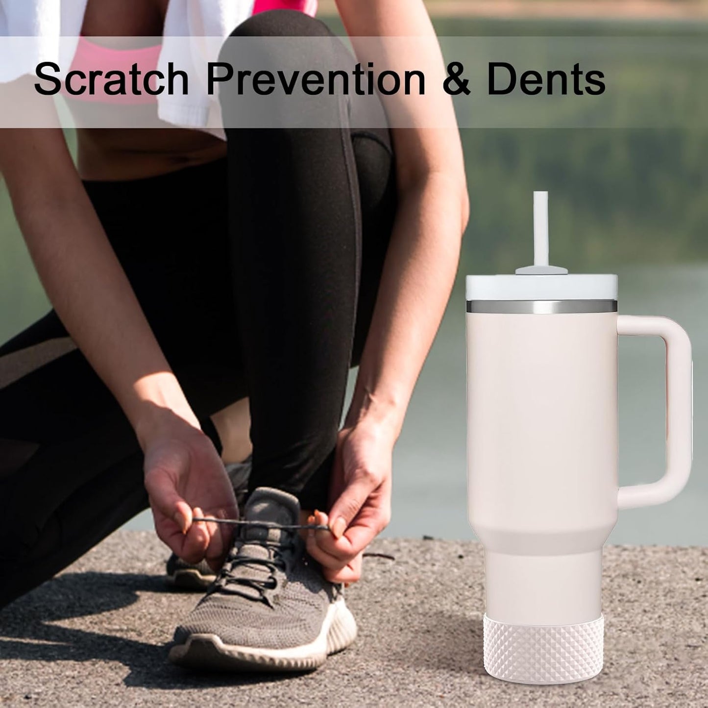WUQID Water Bottle Boot, Diamond Silicone Boot Compatible with Stanleyy Tumbler 20-40oz & Hydroo Flask Bottle 12oz-24oz, Reduces Dents Sleeve Cover for More Bottles/Tumblers Bottom of 2.83-2.95in