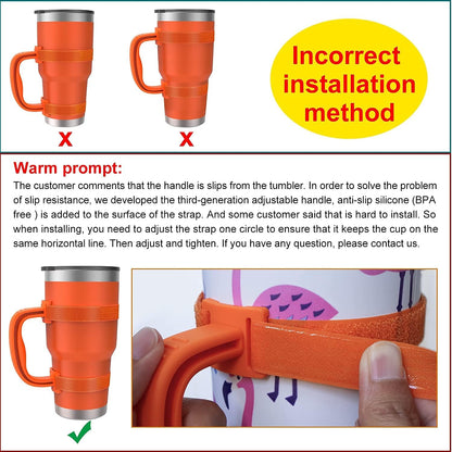 New Upgrade Anti-Slip Adjustable Tumbler Handle Fit for 20 Oz to 40 Oz All Brands Tumbler Cup of YETI, RTIC, Ozark Trail, Tervis, Corkcicle, Slm, Reduce Cold, Artic, Atlin, Bubba and SIC Etc