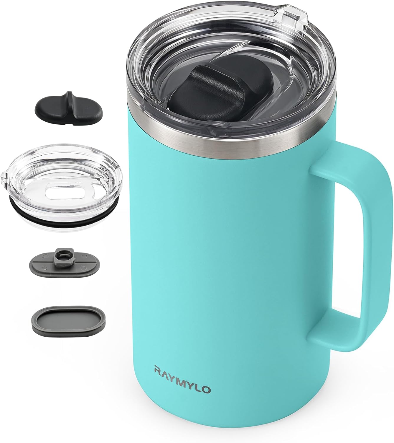 RAYMYLO Insulated Coffee Mug 12 oz, Double Wall Stainless Steel Coffee Mug with Lids, Leak-Proof & Detachable Slider Lid for Thorough Clean, Keeps Coffee Cold for 9 Hrs, Suitable for Camp Home Office