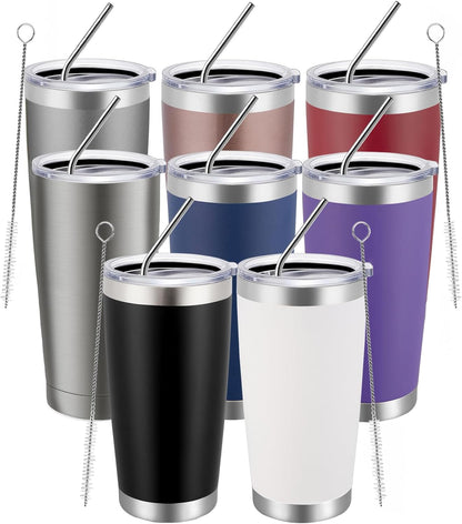 MEWAY 20oz Tumbler Cup Double Wall Vacuum Insulated Travel Mug Bulk, Stainless Steel Tumblers with Lid and Straw, Durable Powder Coated Coffee Cups for Cold & Hot Drinks (Navy, 1)
