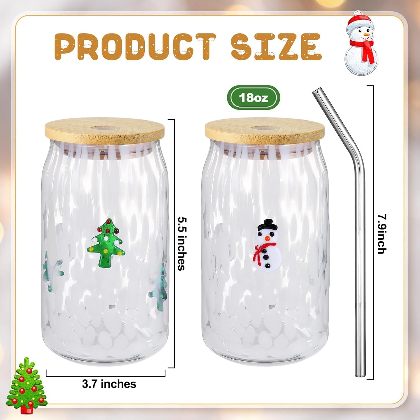 Honeydak 2 Pcs Icon Juice Glass Tumbler with Lid & Straw - 18 oz Cloud and Sun Icon Can Shape Glass Cups Coffee Juice Beer Soda Drinking Cup for Summer Halloween Christmas Party Supplies Gift