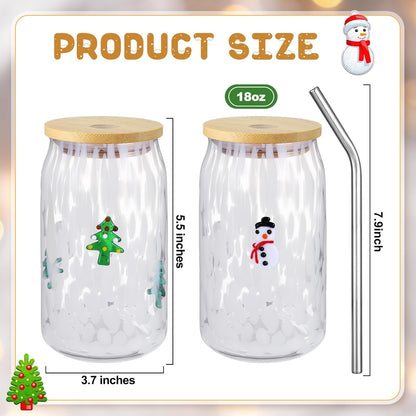 Honeydak 2 Pcs Icon Juice Glass Tumbler with Lid & Straw - 18 oz Cloud and Sun Icon Can Shape Glass Cups Coffee Juice Beer Soda Drinking Cup for Summer Halloween Christmas Party Supplies Gift