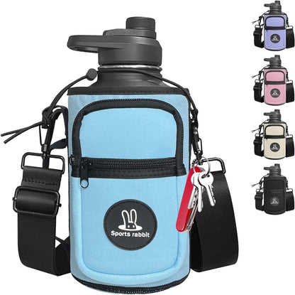 Sports rabbit Universal Water Bottle Holder – Durable Oxford & Neoprene Hybrid Design Compatible with Stanley 30/40oz Handled & 64/87oz Straight Tumblers, Adjustable Strap for Gym, Travel, Outdoors