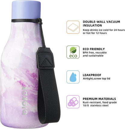 BJPKPK Insulated Water Bottles, 18 oz Stainless Steel Metal Water Bottle with Strap, BPA Free Leak Proof Jugs, Mugs, Flasks, Reusable Thermal Flasks for Sports & Travel, Black - Colors B