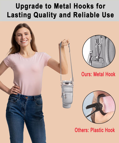 Carrier Bag with Phone Pocket for Stanley 40 oz Tumbler with Handle & Simple Modern 40oz Tumbler - Water Bottle Sling Sleeve Holder for Stanley Cup Accessories with Adjustable Shoulder & Hand Strap