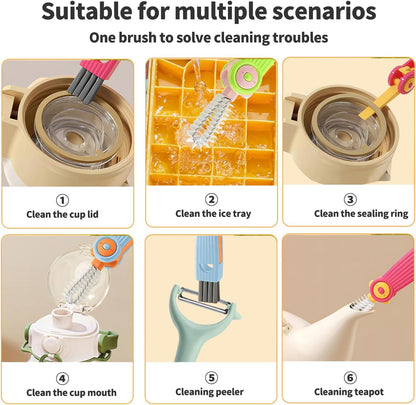 3 in 1 Cup Lid Gap Cleaning Brush Set, 3PCS Multifunctional Bottle Cleaner Bottle Cleaning Brush for Bottle Gaps Home Kitchen Cleaning Tools Mixed Colors