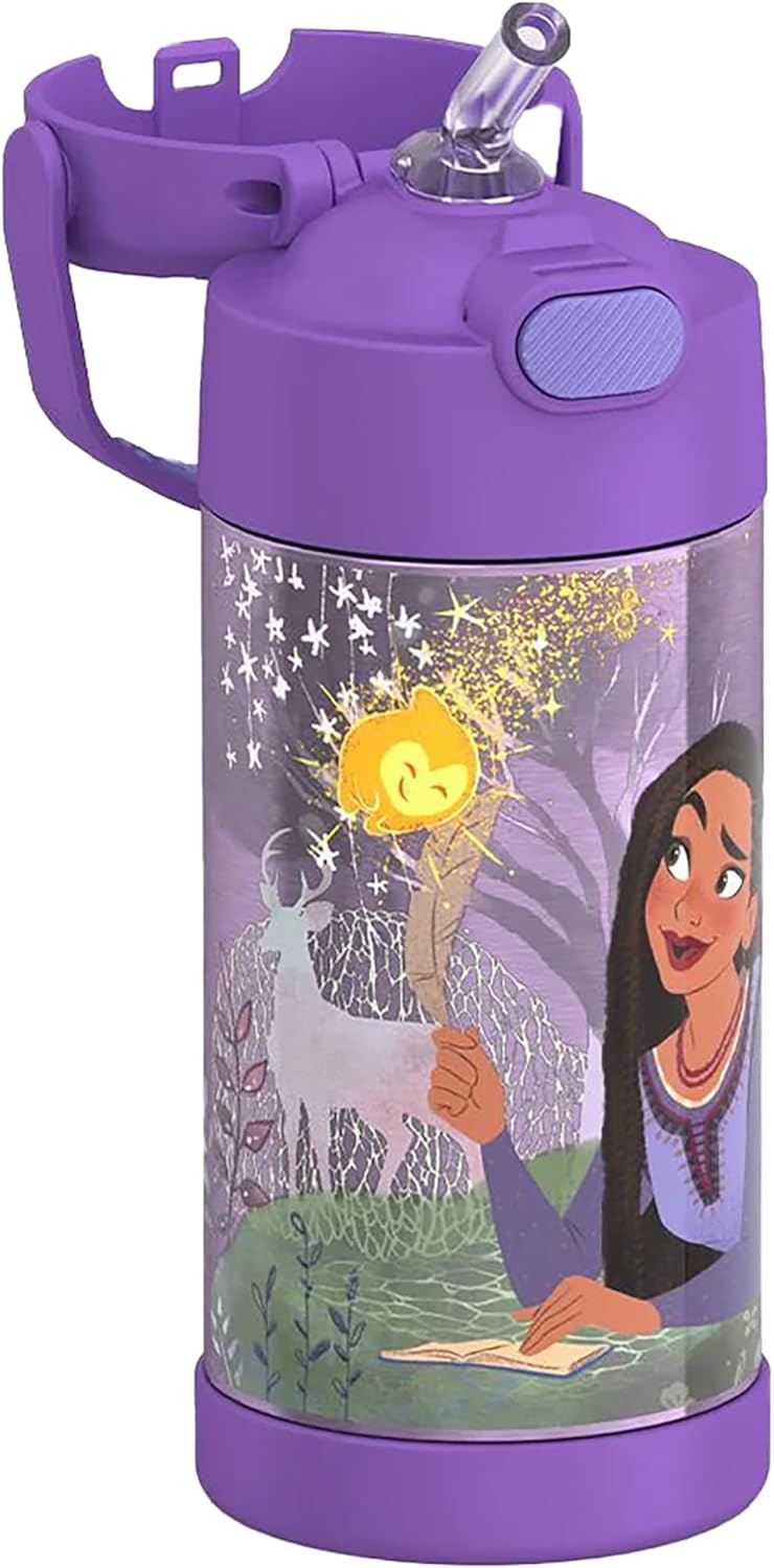 THERMOS FUNTAINER Water Bottle with Straw - 12 Ounce - Kids Stainless Steel Vacuum Insulated Water Bottle with Lid, Bluey - Colors B