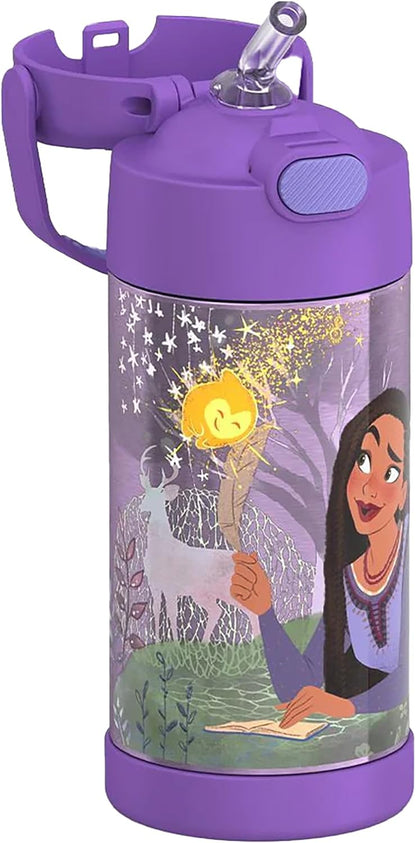 THERMOS FUNTAINER Water Bottle with Straw - 12 Ounce - Kids Stainless Steel Vacuum Insulated Water Bottle with Lid, Bluey - Colors B