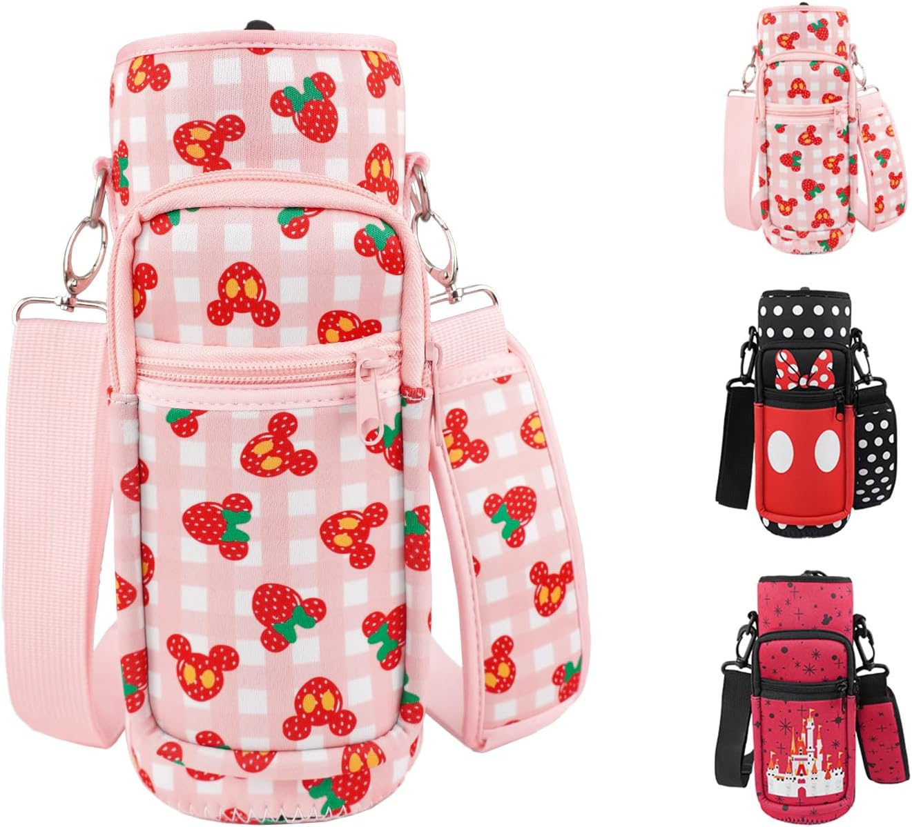 Water Bottle Carrier Bag 25oz/32oz Water Bottle Pouch Holder Adjustable Shoulder Strap Neoprene Water Bottle Sling Bag with Phone Pocket Insulated Tumbler Accessories for Walking