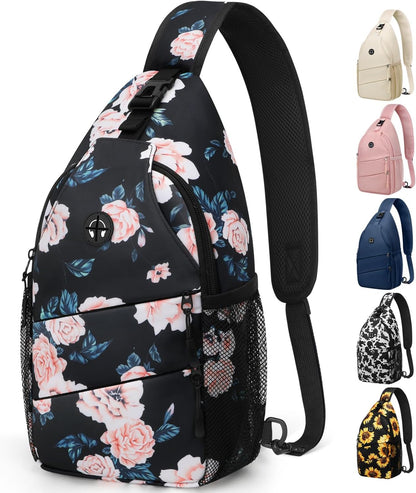 Pritent Crossbody Bags for Women Men Trendy Sling Bag Backpack Casual Chest Bag with Convertible Shoulder Strap