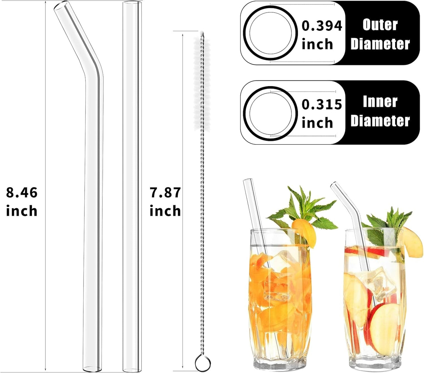 Lazycorner 16 Pcs Metal Straw Reusable 8.5" 10.5" 6mm Stainless Steel Straws for Tumblers 20oz-32oz, Rainbow Drinking Straws with Silicone Tips, 4 Straw Cleaner Brush, 1 Travel Case