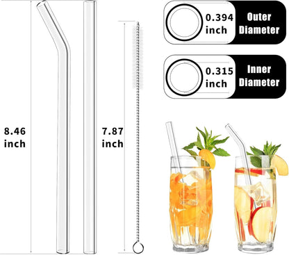 Lazycorner 16 Pcs Metal Straw Reusable 8.5" 10.5" 6mm Stainless Steel Straws for Tumblers 20oz-32oz, Rainbow Drinking Straws with Silicone Tips, 4 Straw Cleaner Brush, 1 Travel Case