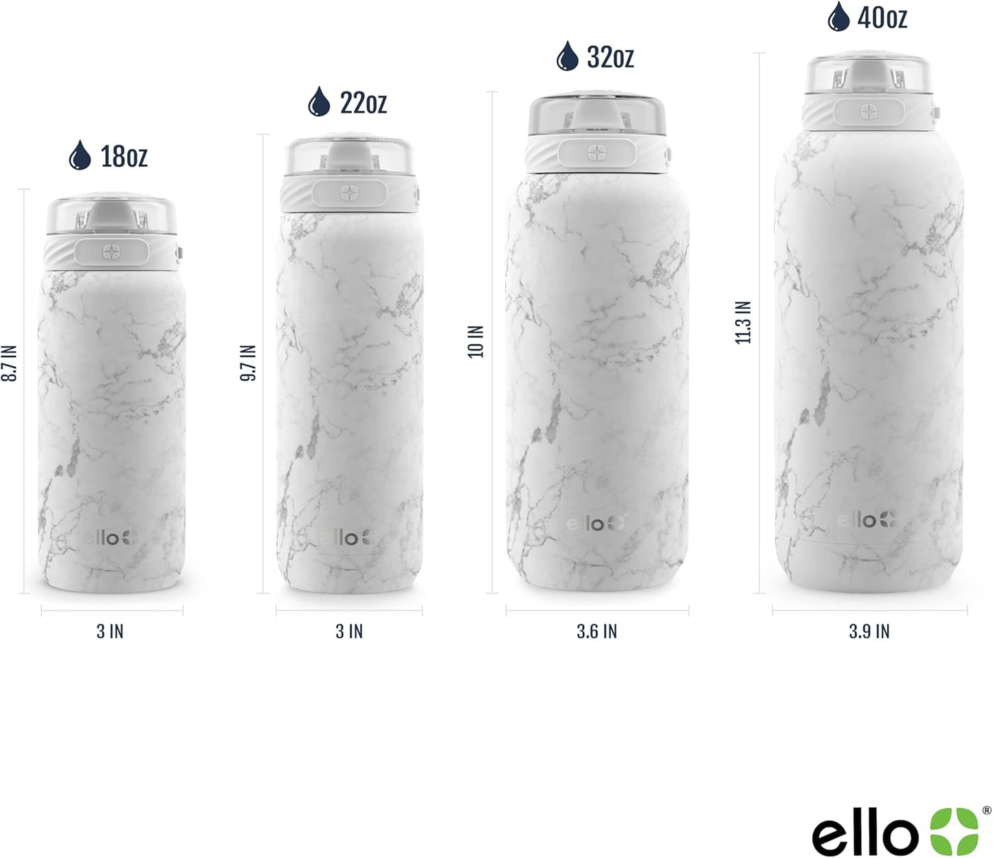 Ello Cooper 22oz Stainless Steel Water Bottle with Straw and Carry Handle, Double Walled and Vacuum Insulated Metal, Leak Proof Locking Lid with Soft Silicone Spout, Reusable, BPA Free, Lilac