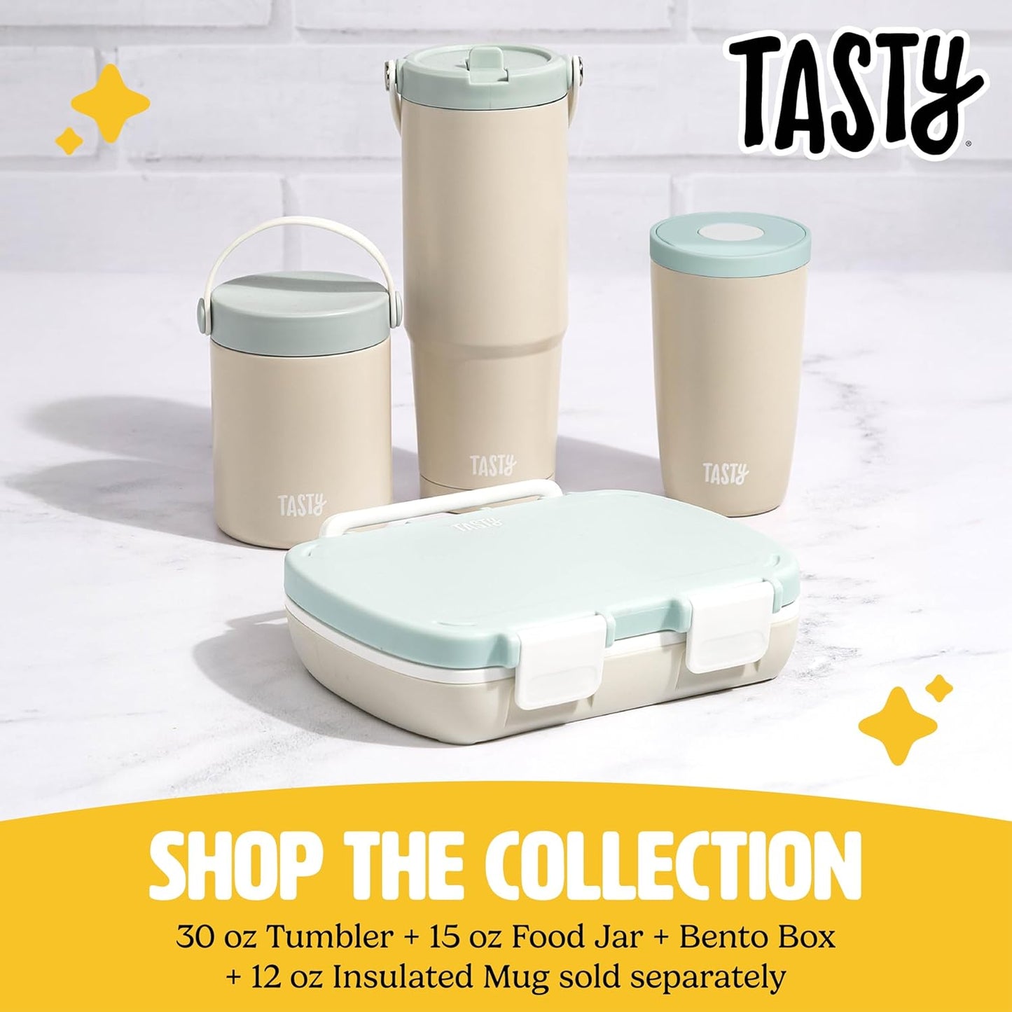 Tasty 12oz Insulated Stainless Steel Push Mug, Leak-Proof Lid with One-Hand Open/Close Button, Travel Coffee Cup, Double Wall Vacuum Flask, Aqua Blue