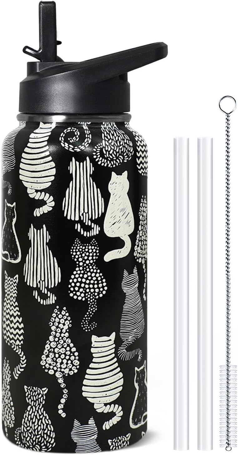 32 oz Pickleball Insulated Water Bottle with Straw - Pickleball Gym Hiking Sports Coffee Mug | Perfect Pickleball Gifts for Women, Pickleball Decor Accessories