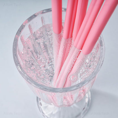 Tomorotec 15PCS Heart Shaped Silicone Straws Fit for Stanley 40oz 30oz 20oz Tumbler, 12.2 Inch Reusable Silicone Drinking Straws Fit for Stanley Cups, Customizable for Various Drinkware w/ 2 Brushes