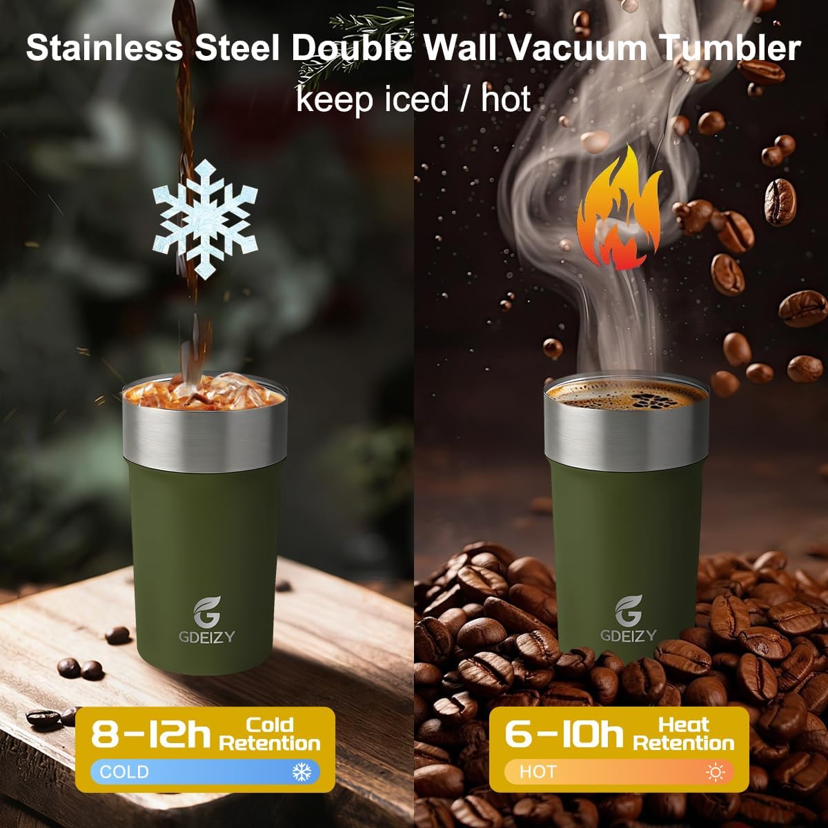 17oz Double Wall Stainless Steel Vacuum Insulated Travel Mug, Spill-Proof & Leak-Proof Coffee Mug, BPA-Free Reusable Coffee Cup for Hot & Cold Drinks, Black (Black)