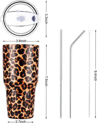 D·S 30oz Blue Tumbler Stainless Steel Double Wall Vacuum Insulated Mug with Straw and Lid, Cleaning Brush for Cold and Hot Beverages