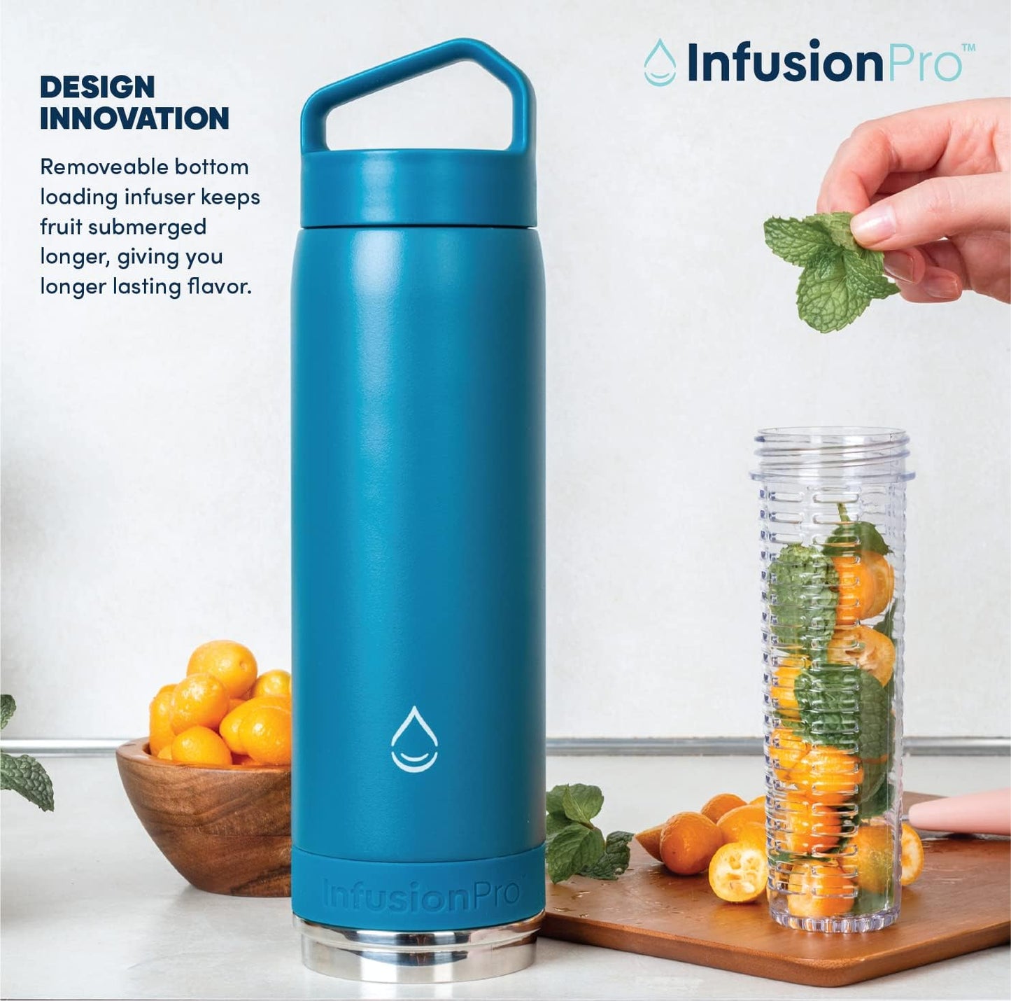 Infusion Pro Fruit Infuser Water Bottle with Straw Lid (32 oz) Stainless Steel Vacuum Insulated : 50 Recipe Fruit Infusion eBook : More Flavor : Easy Cleaning : Great Gift
