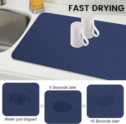 WISELIFE Dish Drying Mat Super Absorbent Drying Mat Large Dish Drying Mats for Kitchen Counter Easy Clean Dish Mat Kitchen Drying Mat15"x 18" Stylish Grey