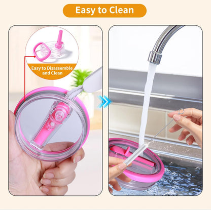 2 Pack 30 oz Flip Straw Leak Proof Lid for Stanley Quencher H2.0, Spill Proof Tumbler Lid Replacement, BPA Free Reusable No Spill Straw Lid for Stanley Accessories