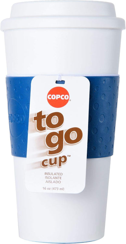 Copco Acadia 16 oz Travel Mug - Insulated Reusable Coffee Tumbler with Double-Walled Plastic, Leak-Proof Lid, BPA-Free - Portable Mug for Hot & Cold Drinks, Cup Holder Friendly (Blue)