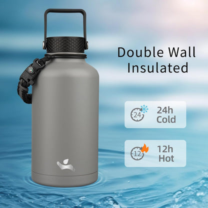 Konokyo 22oz Stainless Steel Bottles with 3 Lids Sport Insulated Water Bottle,Mint