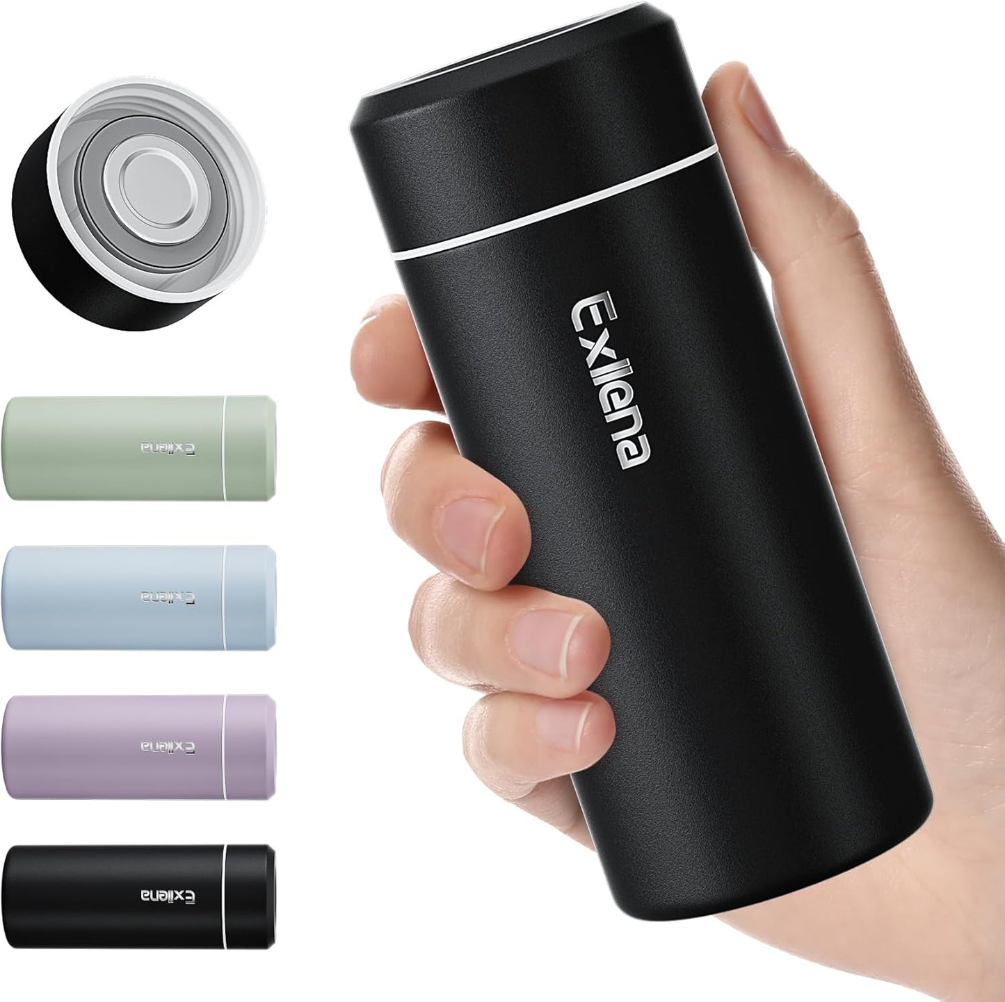 【Upgraded】Exllena Small Insulated Water Bottle 12 oz/350ml– Mini Insulated Water Bottle for Hot & Cold Drinks, Perfect Small Water Bottle for Travel, Purse...(Greyish Blue)