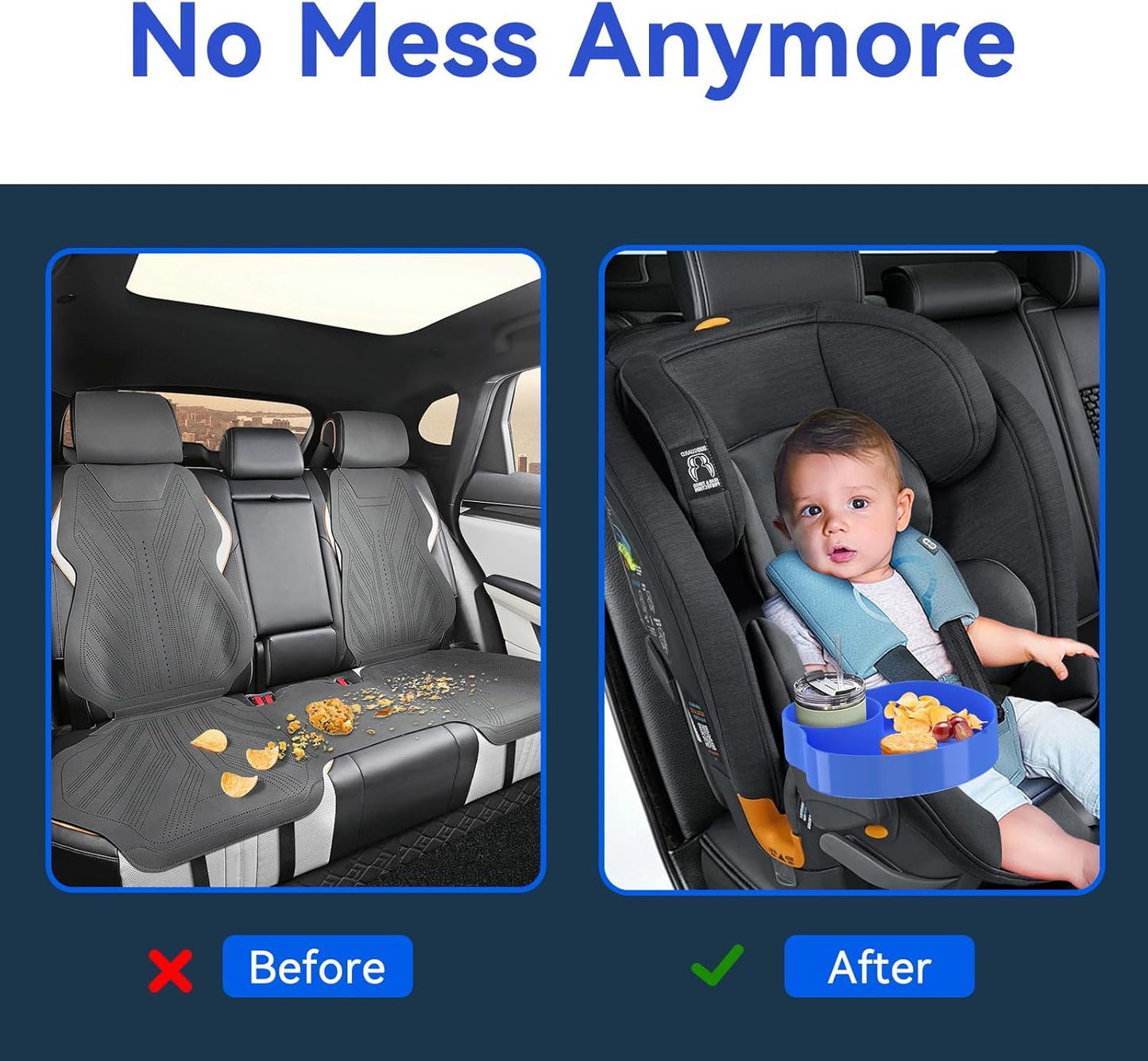 [2 Packs] Kids Car Seat Tray, Travel Tray with Cup Holder for Toddler Baby, Kids Car Seat Food Snack Organizer for Road Trip, Stroller snack, travel must haves - Pink