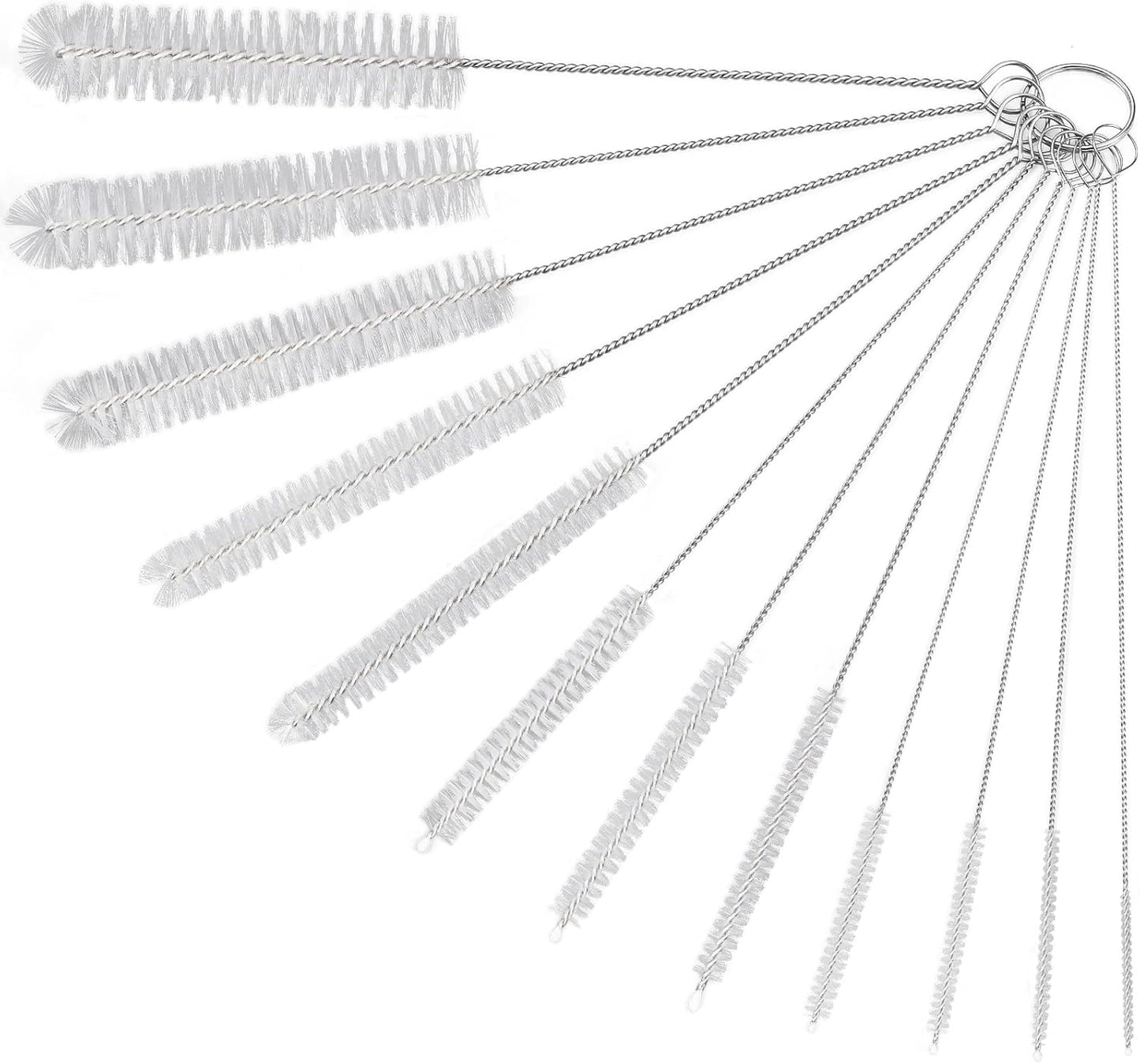 Straw Cleaner Brushes Sets, 12 Pieces 8.2 Inch Botthle Cleaning Brush and Nylon Tube Brush Brush Kit for Sippy Cup, Tumbler, Water Bottle, Drinking Straw (Black)